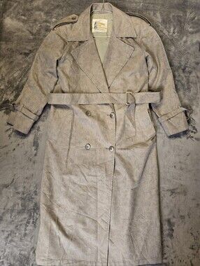 Vintage London Fog Trench Coat Size 2 Reg Floral Print Gray
